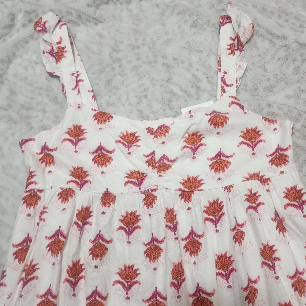 J.Crew Factory Women's Linen Blend Ruffle Strap Mini Sundress Floral Sz 14 NWT - Picture 3 of 14